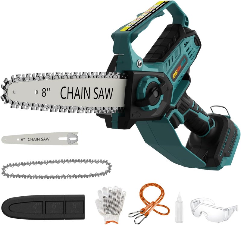 DEMIMA Mini Chainsaw for Makita 18V Battery, 8-Inch and 6-Inch 2-IN-1 Cordless Electric Chain saw with Brushless Motor and Auto-Oiler, 800W Hand Mini Chainsaw for Tree Pruning Wood Cutting(No Battery) - Image 1
